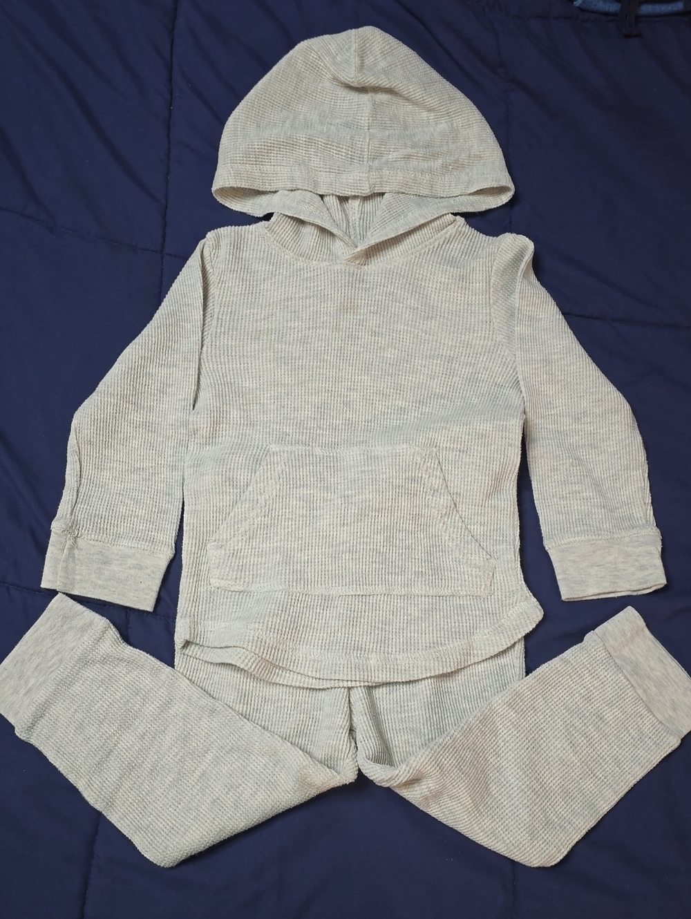 okie dokie Grey Ribbed Hoodie & Joggers Set 3T
